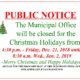 christmas holidays notice 2018